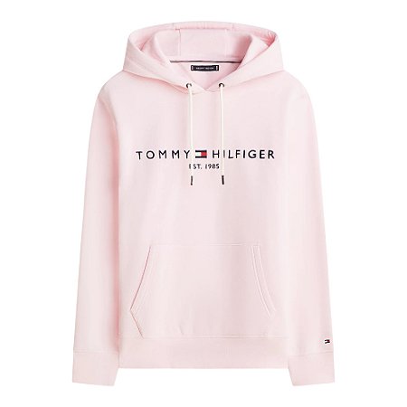 Moletom Canguru Tommy Hilfiger Logo Hoody Rosa Claro