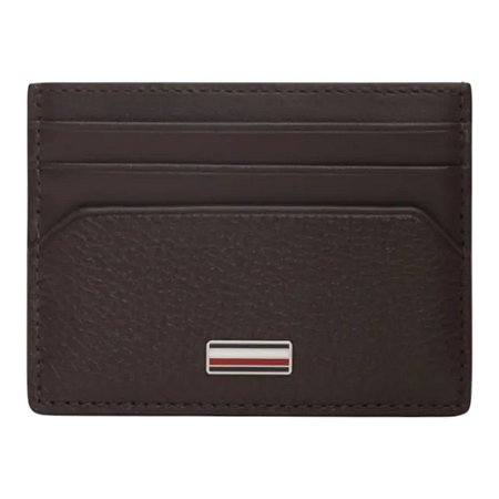 Carteira Tommy Hilfiger Leather Signature Plaque Card Marrom