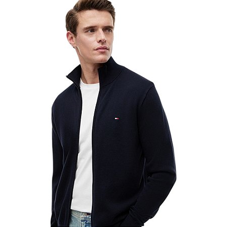 Moletom Tommy Hilfiger Essential Cotton Com Ziper Masculino