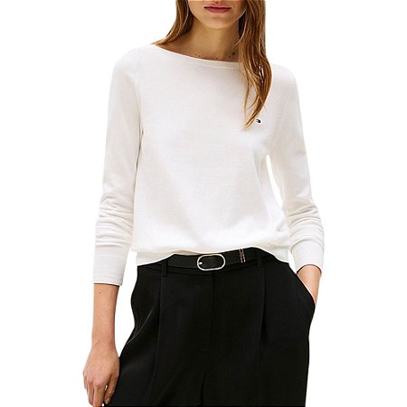 Suéter Tommy Hilfiger Boat Neck Jersey Feminino Branco