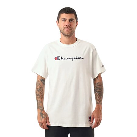 Camiseta Champion Bord Life Logo Bordado Masculino Off White