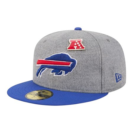 Boné New Era 5950 Buffalo Bills Pin Fechado Cinza