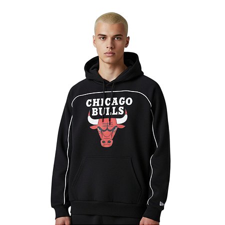 Moletom New Era Hoodie Chicago Bulls Masculino Preto