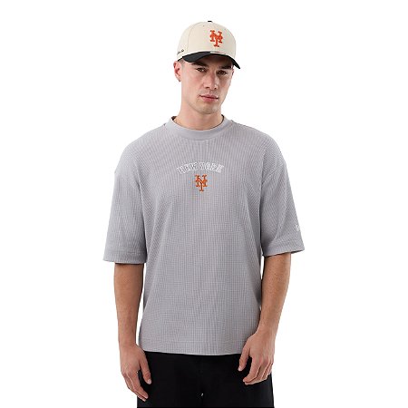 Camiseta New Era Regular Waffle New York Mets Cinza