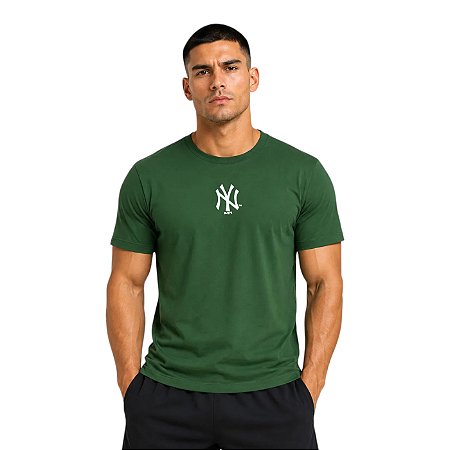 Camiseta New Era Basica New York Yankees Verde Escuro