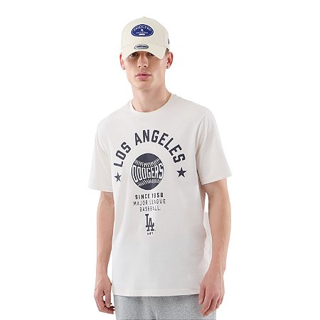 Camiseta New Era Regular Los Angeles Dodgers Off White