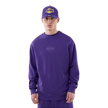 Moletom New Era Tonal Crew Los Angeles Lakers Roxo