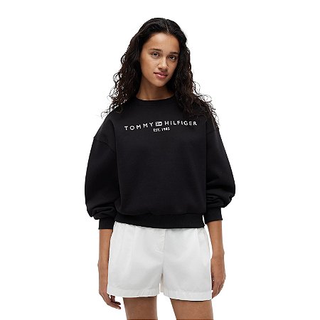 Moletom Tommy Hilfiger Fleece Feminino Preto