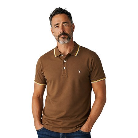 Camisa Polo Reserva Friso Duplo Masculino Marrom