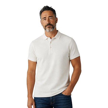 Camisa Polo Reserva Regular Piquet New Basic Off White