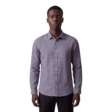 Camisa Social Reserva Manga Longa Linho Pienza Preto