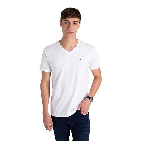 Camiseta Tommy Hilfiger Wcc Essential Cotton Gola V Branca
