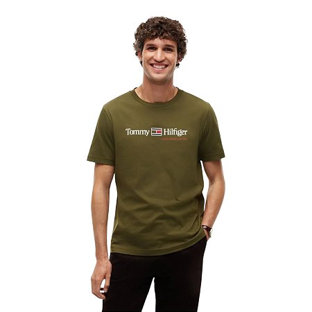 Camiseta Tommy Hilfiger Brand Love Masculino Verde Musgo