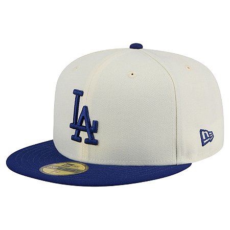 Boné New Era 5950 Los Angeles Dodgers Off White e Preto