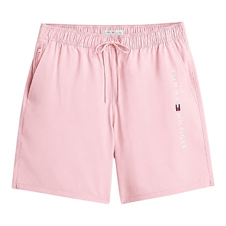 Bermuda de Banho Tommy Hilfiger Long Drawstring Rosa Claro