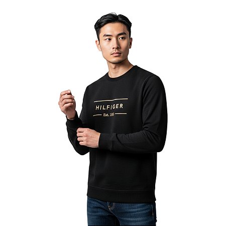 Moletom Tommy Hilfiger Moletom Icon Intechno Preto