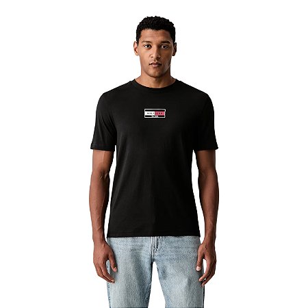 Camiseta Tommy Hilfiger Camiseta Brand Love Flag Preto
