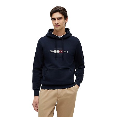 Moletom Tommy Hilfiger Brand Love Hoodie Marinho