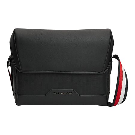 Bolsa Tommy Hilfiger Textured Messenger Preto Masculino