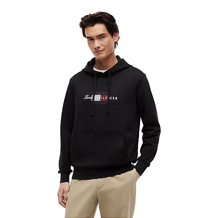 Moletom Tommy Hilfiger Brand Love Hoodie Preto