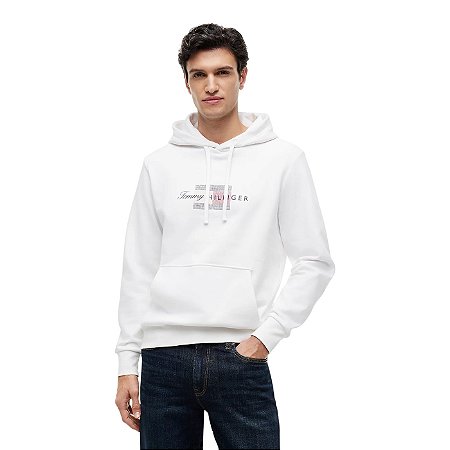 Moletom Tommy Hilfiger Brand Love Hoodie Branco
