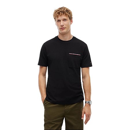 Camiseta Tommy Hilfiger Pique Tee Masculino Preto