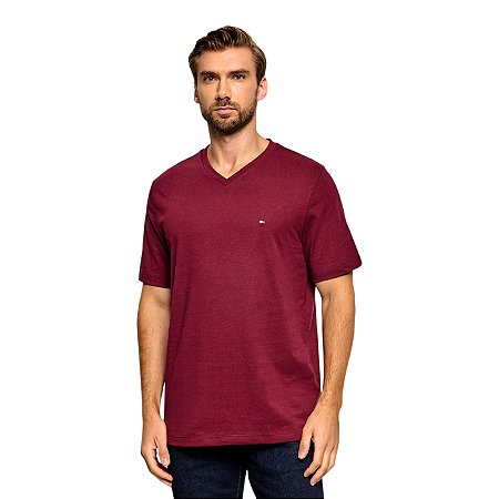 Camiseta Tommy Hilfiger Essential Gola V Masculino Vinho
