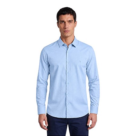 Camisa Social Reserva Manga Longa Prado Masculino Azul Brisa