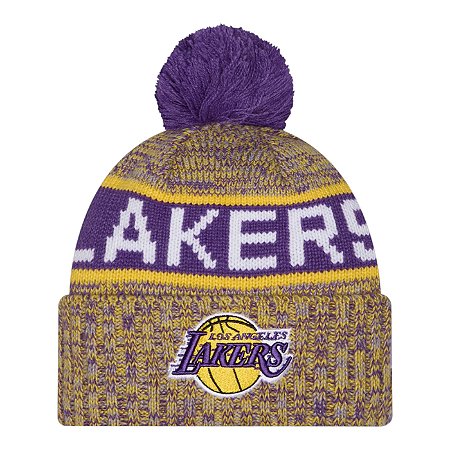 Gorro New Era Knit Los Angeles Lakers Roxo e Amarelo