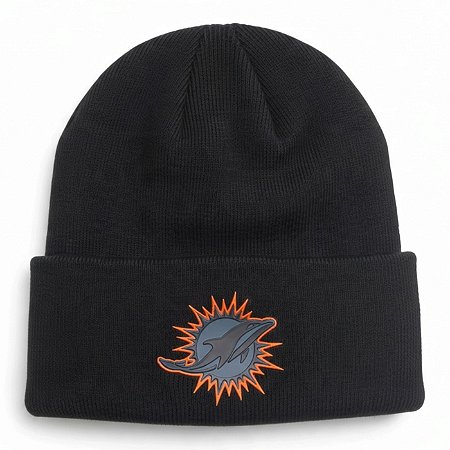 Gorro New Era Knit Chrome Miami Dolphins Preto