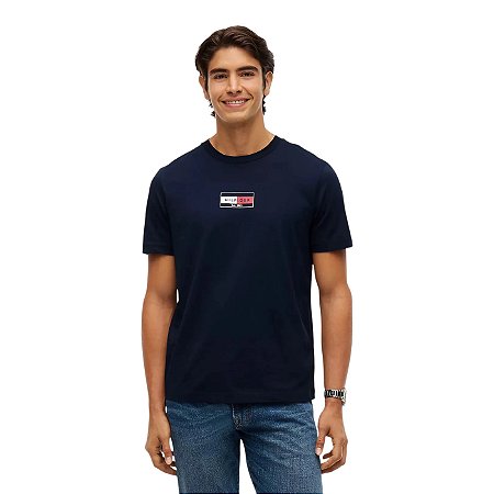Camiseta Tommy Hilfiger Brand Love Small Flag Marinho