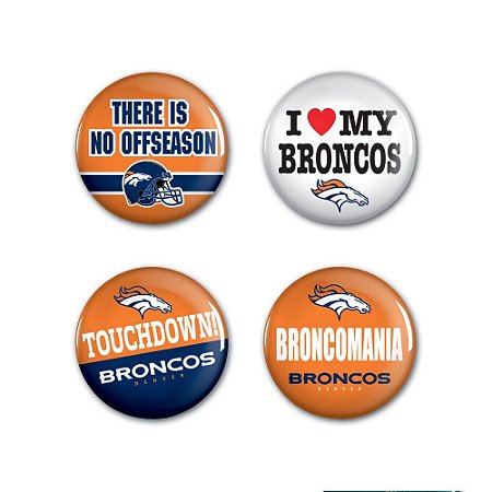 4 Bottons Pins Denver Broncos NFL