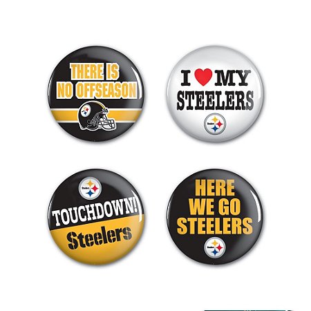 4 Bottons Pins Pittsburgh Steelers NFL