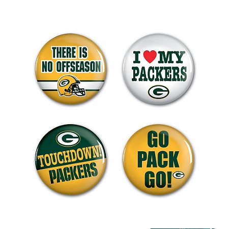 4 Bottons Pins Green Bay Packers NFL