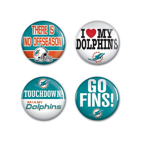 4 Bottons Pins Miami Dolphins NFL