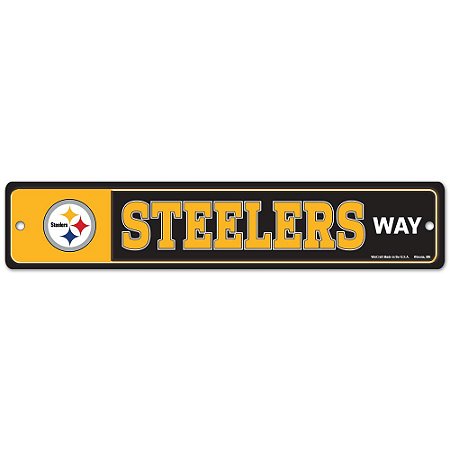 Placa Street Zone Decoração 48cm Pittsburgh Steelers