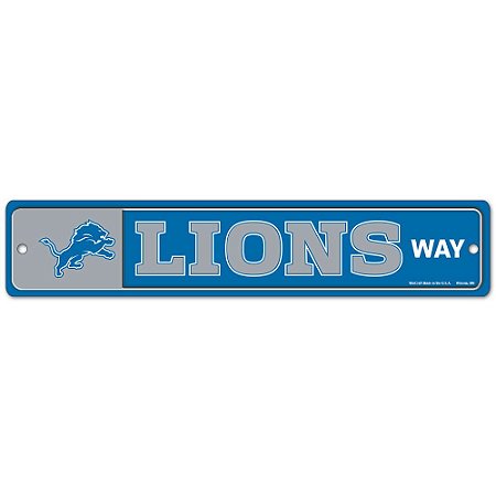 Placa Street Zone Decoração 48cm Detroit Lions