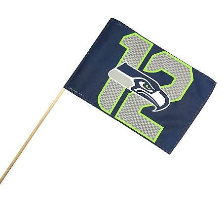 Bandeira C/ Bastão 45x30 12FAN NFL Seattle Seahawks