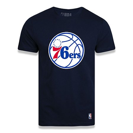 Camiseta Philadelphia 76ers Big Logo Azul Marinho - NBA