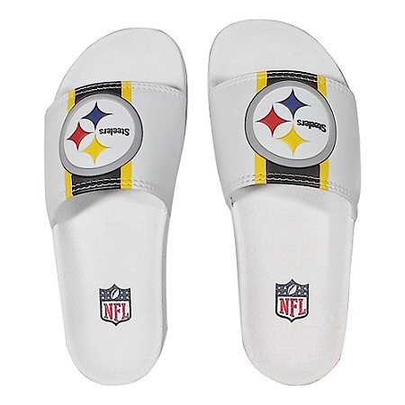 Chinelo Slide Pittsburgh Steelers White Black NFL FIRST DOWN