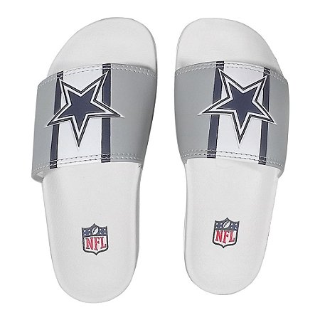 Chinelo Slide NFL Dallas Cowboys Branco e Cinza