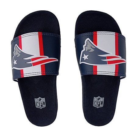 Chinelo Slide NFL New England Patriots Azul Marinho e Branco