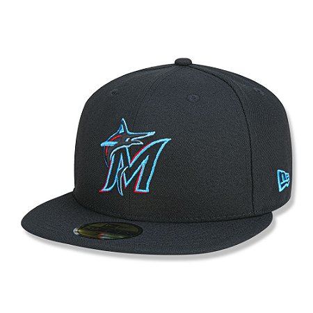 Boné Miami Marlins 5950 Game Cap Fechado Preto - New Era