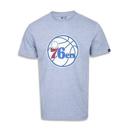 Camiseta New Era Philadelphia 76ers Basic Logo NBA Cinza