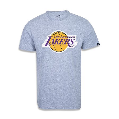 Camiseta New Era Los Angeles Lakers Basic Logo NBA Cinza