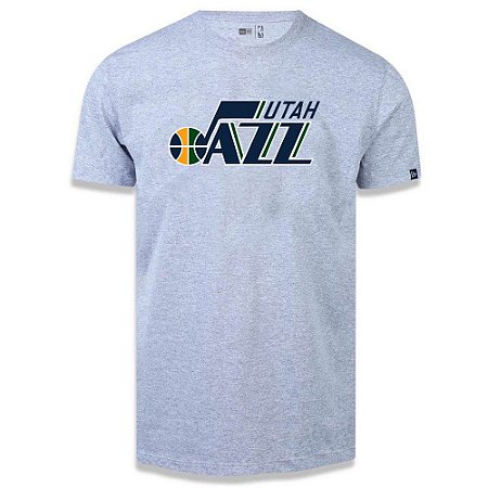 Camiseta New Era Utah Jazz Basic Logo NBA Cinza Mescla