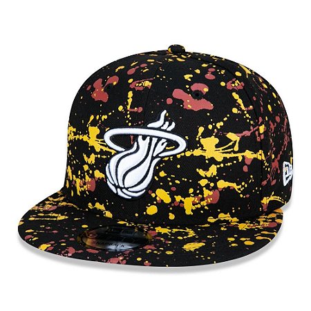 Boné New Era Miami Heat 950 Paint Splatter Preto Aba Reta