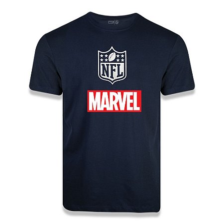 Camiseta NFL Logo Marvel Azul Marinho