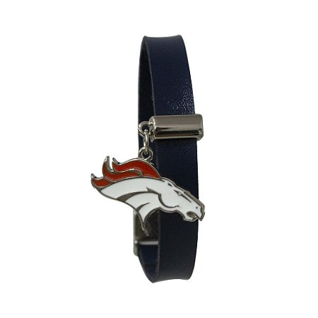 Pulseira Denver Broncos NFL Azul C/ Pingente Metalizado