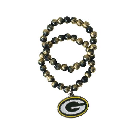 Pulseira Green Bay Packers NFL Dupla C/ Pingente Metálico